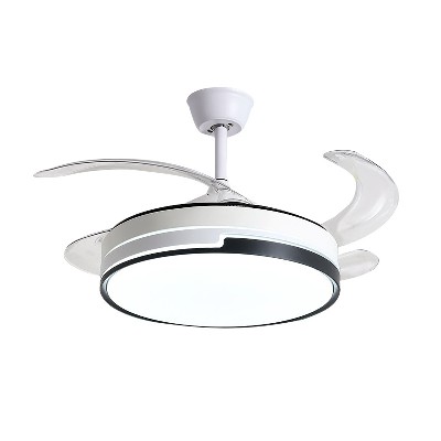 隱形簡約風(fēng)扇燈 北歐客廳餐廳家用電扇燈跨境智能遙控吸頂?shù)跎葻? title=