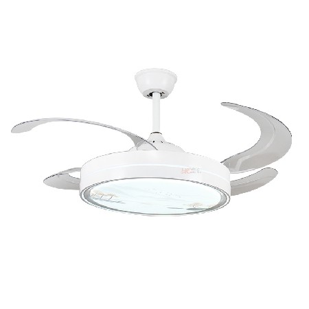 變頻風扇燈客廳燈山水噴畫家用隱形靜音電扇燈智能餐廳臥室吊扇燈